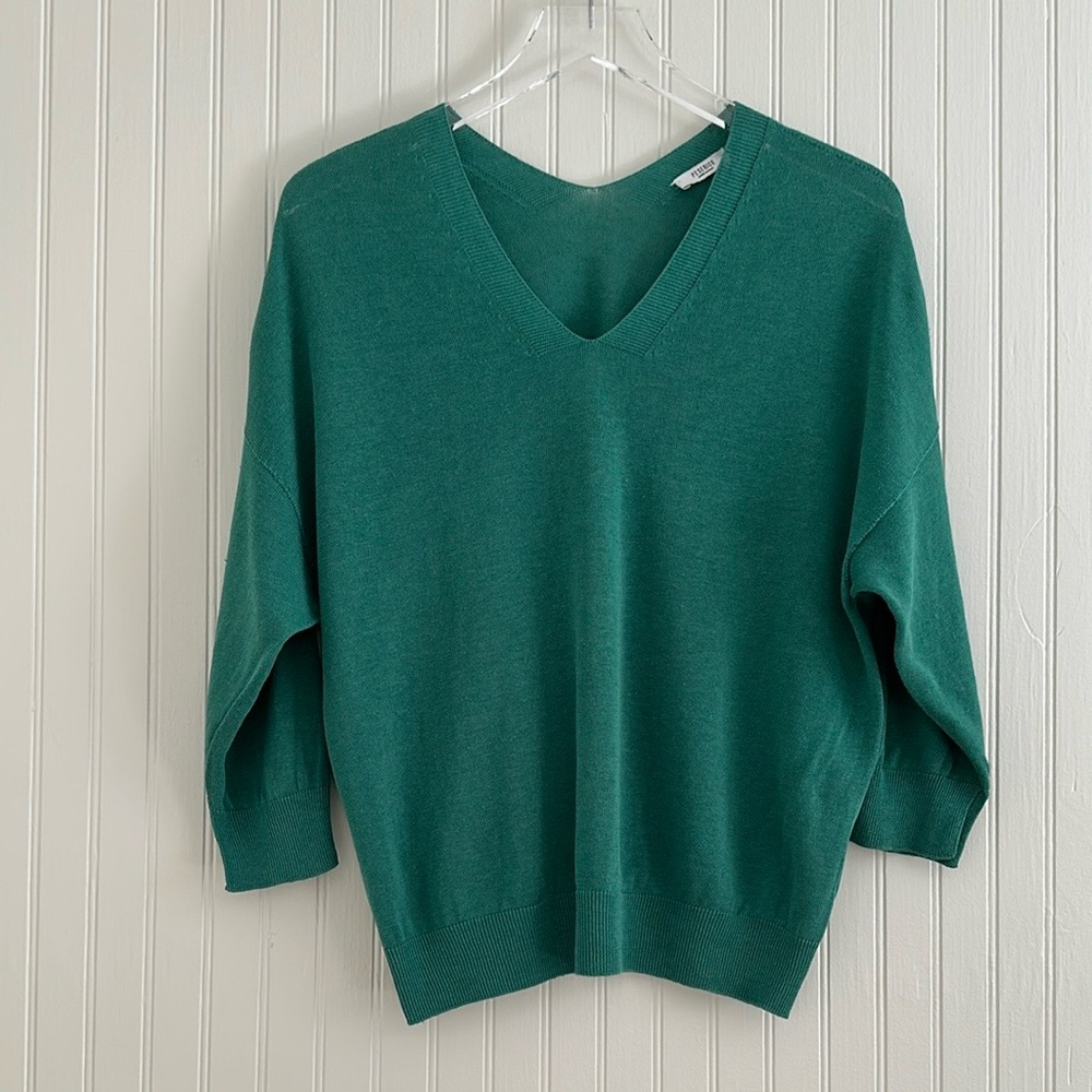 Peserico Relaxed Fit Linen Blend Sweater Green